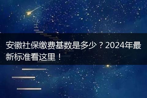 安徽社保缴费基数是多少？2024年最新标准看这里！
