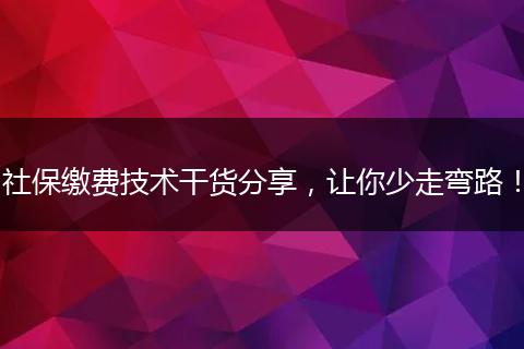 社保缴费技术干货分享，让你少走弯路！