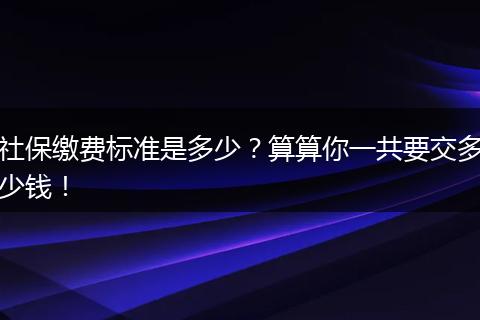 社保缴费标准是多少？算算你一共要交多少钱！