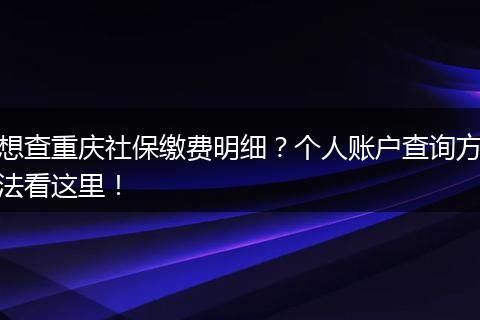 想查重庆社保缴费明细？个人账户查询方法看这里！