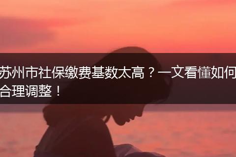 苏州市社保缴费基数太高？一文看懂如何合理调整！