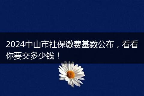 2024中山市社保缴费基数公布，看看你要交多少钱！