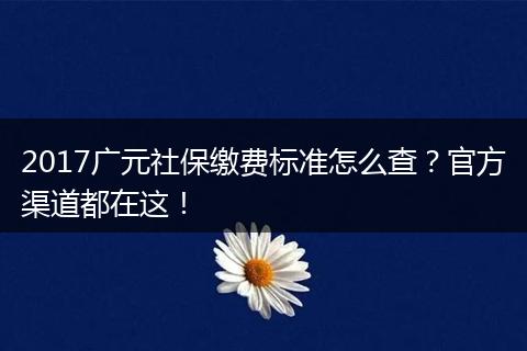 2017广元社保缴费标准怎么查？官方渠道都在这！