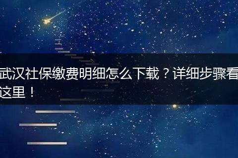 武汉社保缴费明细怎么下载？详细步骤看这里！