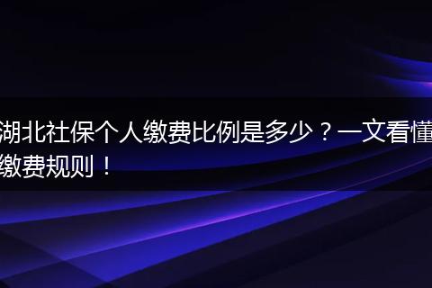 湖北社保个人缴费比例是多少？一文看懂缴费规则！