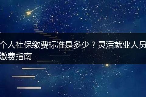 个人社保缴费标准是多少？灵活就业人员缴费指南