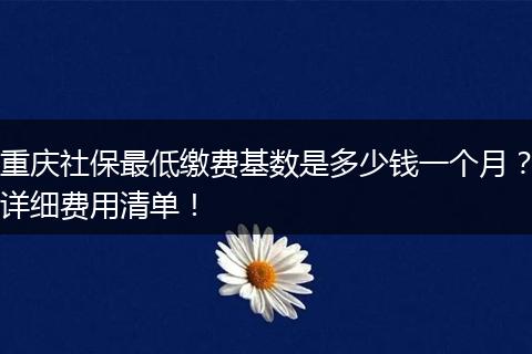 重庆社保最低缴费基数是多少钱一个月？详细费用清单！