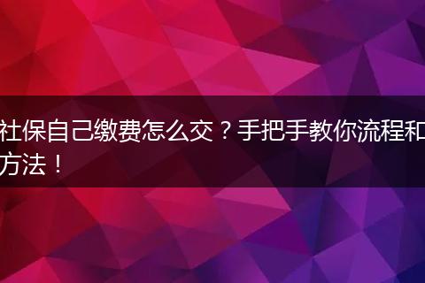 社保自己缴费怎么交？手把手教你流程和方法！
