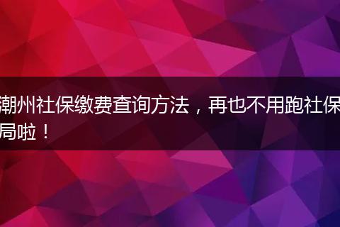 潮州社保缴费查询方法，再也不用跑社保局啦！