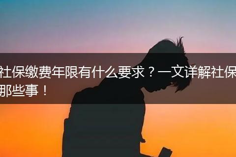 社保缴费年限有什么要求？一文详解社保那些事！