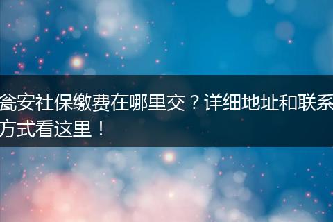 瓮安社保缴费在哪里交？详细地址和联系方式看这里！