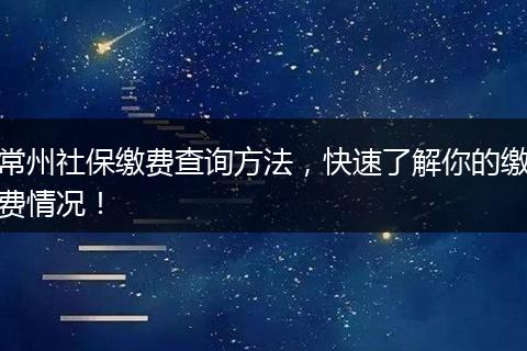 常州社保缴费查询方法，快速了解你的缴费情况！