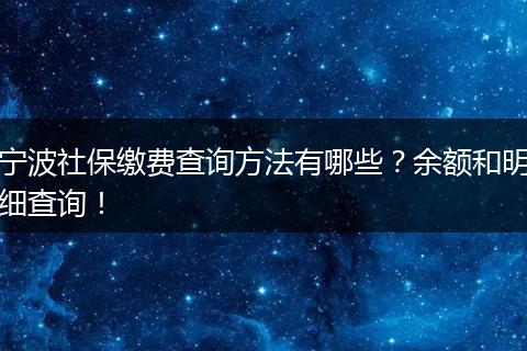 宁波社保缴费查询方法有哪些？余额和明细查询！