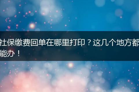 社保缴费回单在哪里打印？这几个地方都能办！