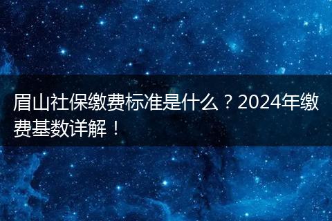 眉山社保缴费标准是什么？2024年缴费基数详解！