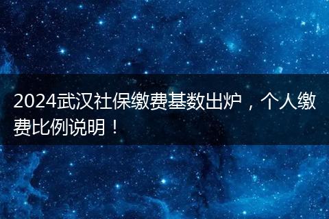 2024武汉社保缴费基数出炉，个人缴费比例说明！
