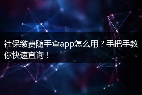 社保缴费随手查app怎么用？手把手教你快速查询！