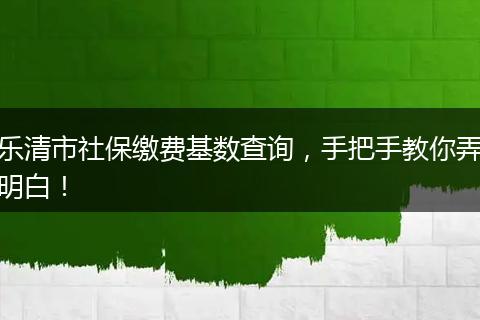 乐清市社保缴费基数查询，手把手教你弄明白！