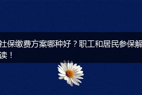 社保缴费方案哪种好？职工和居民参保解读！