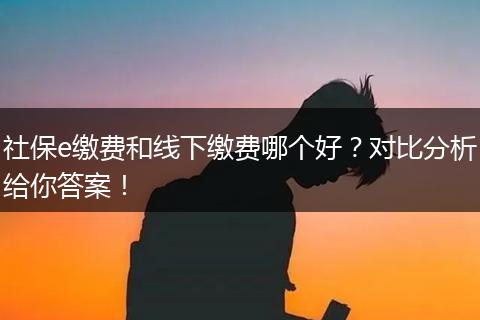 社保e缴费和线下缴费哪个好？对比分析给你答案！