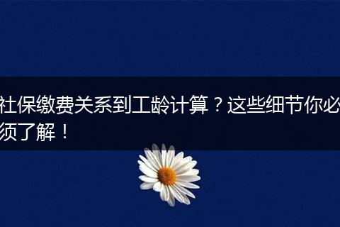 社保缴费关系到工龄计算？这些细节你必须了解！