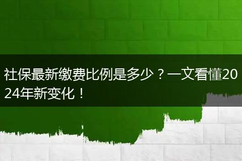 社保最新缴费比例是多少？一文看懂2024年新变化！