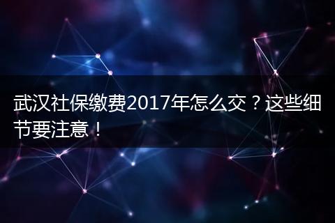 武汉社保缴费2017年怎么交？这些细节要注意！