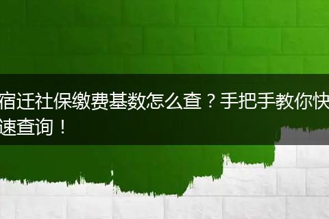 宿迁社保缴费基数怎么查？手把手教你快速查询！