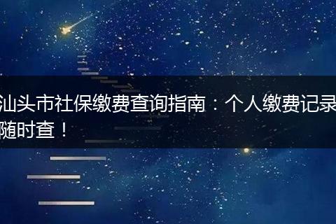 汕头市社保缴费查询指南：个人缴费记录随时查！
