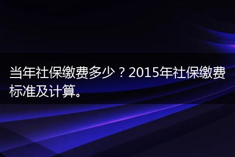 当年社保缴费多少？2015年社保缴费标准及计算。