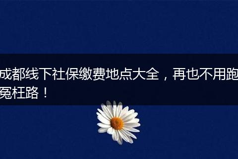 成都线下社保缴费地点大全，再也不用跑冤枉路！