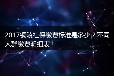 2017铜陵社保缴费标准是多少？不同人群缴费明细表！