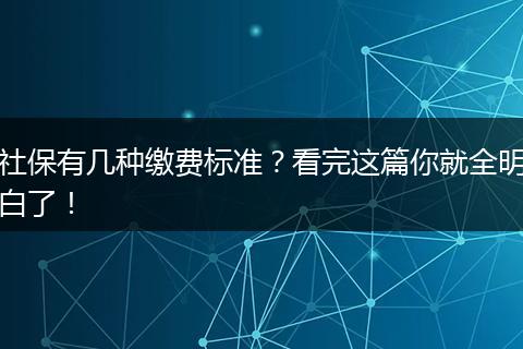 社保有几种缴费标准？看完这篇你就全明白了！