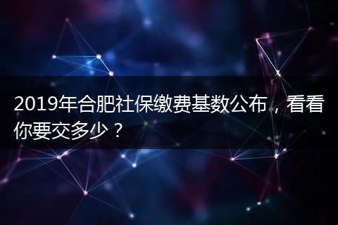 2019年合肥社保缴费基数公布，看看你要交多少？