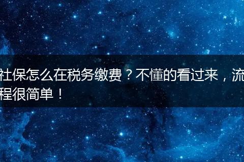 社保怎么在税务缴费？不懂的看过来，流程很简单！
