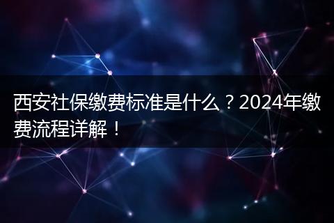 西安社保缴费标准是什么？2024年缴费流程详解！
