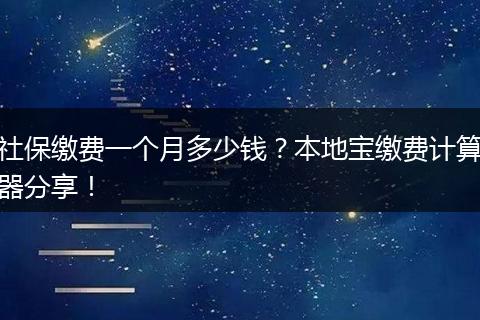 社保缴费一个月多少钱？本地宝缴费计算器分享！