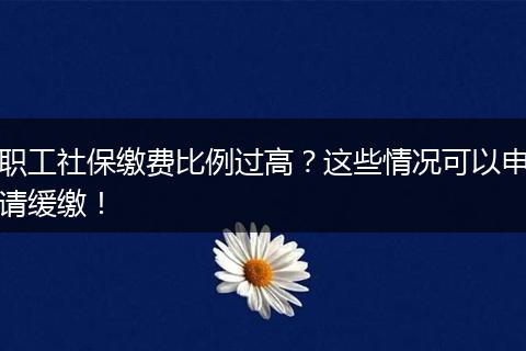 职工社保缴费比例过高？这些情况可以申请缓缴！