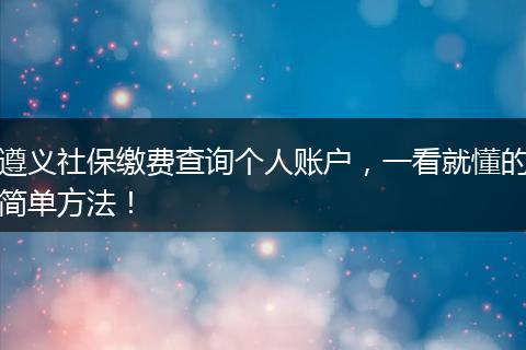 遵义社保缴费查询个人账户，一看就懂的简单方法！