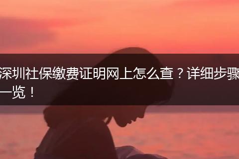 深圳社保缴费证明网上怎么查？详细步骤一览！