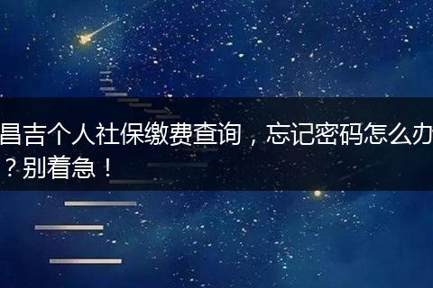 昌吉个人社保缴费查询，忘记密码怎么办？别着急！