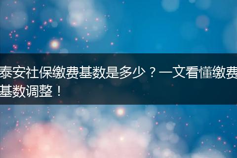 泰安社保缴费基数是多少？一文看懂缴费基数调整！