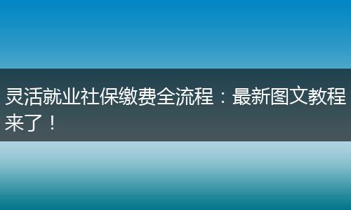 灵活就业社保缴费全流程：最新图文教程来了！