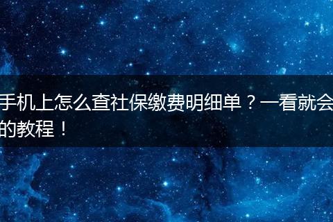 手机上怎么查社保缴费明细单？一看就会的教程！