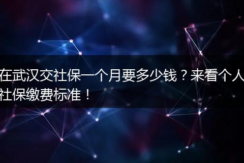 在武汉交社保一个月要多少钱？来看个人社保缴费标准！