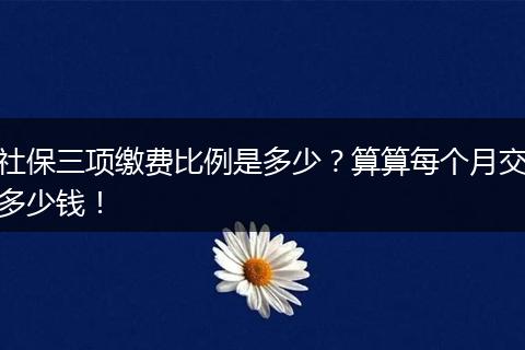 社保三项缴费比例是多少？算算每个月交多少钱！