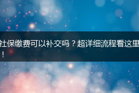 社保缴费可以补交吗？超详细流程看这里！