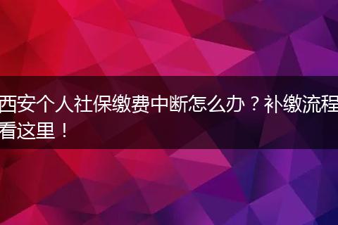 西安个人社保缴费中断怎么办？补缴流程看这里！
