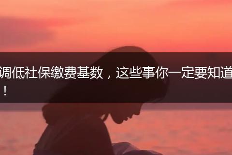 调低社保缴费基数，这些事你一定要知道！