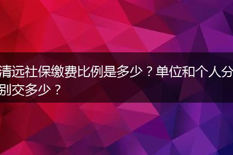 清远社保缴费比例是多少？单位和个人分别交多少？